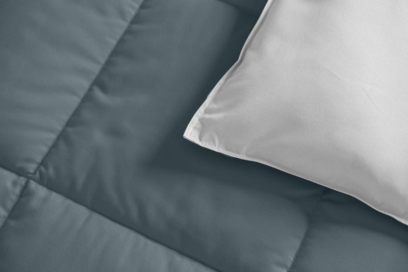 Royal Hotel Bedding Reversible Throw Blanket, Hypoallergenic, Down Alternative Throw Blanket, Medium Warmth, 50 by 75 Inches, Navy - Gray - Image 2